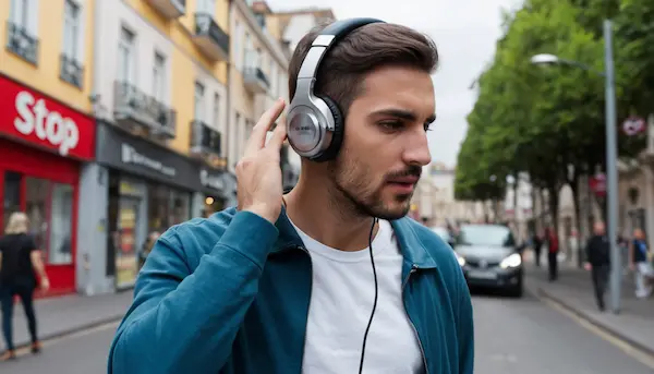 imagen de joven escuchando musica con auriculares